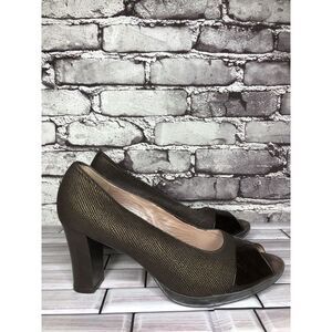 Beautifeel Brown Synthetic Leather Peep Toe Dress Heels Women’s Sz 38EU/7.5M US